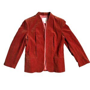 Vtg‎ Orange Velveteen Blazer By Pykettes 16 Preppy Academia Classic Jacket